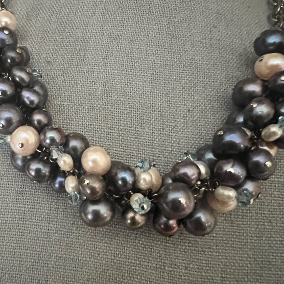 NWOT Genuine Tahitian Peacock Pearls n Crystal Statement Bib Necklace - Picture 13 of 14